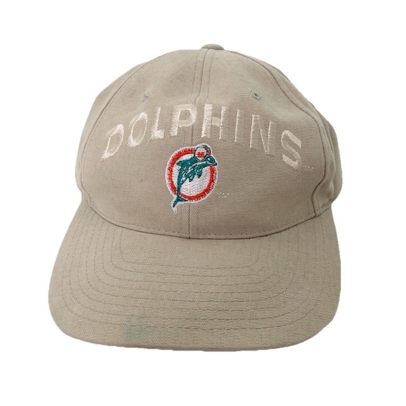 Vintage Miami Dolphins Beige‎ Fitted Cap Hat American Needle Classic Logo OS - Picture 1 of 6